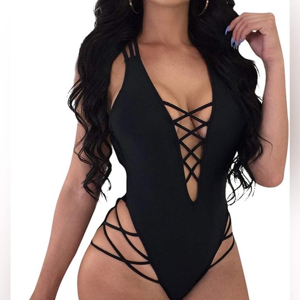 Womens Sexy One Piece Lace Up Straps Swimsuit Bathing Suit Swimwear